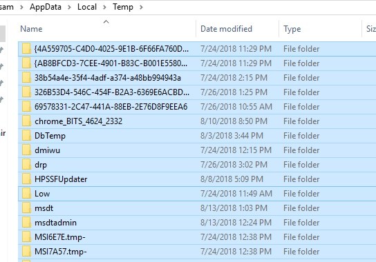 Delete temp files