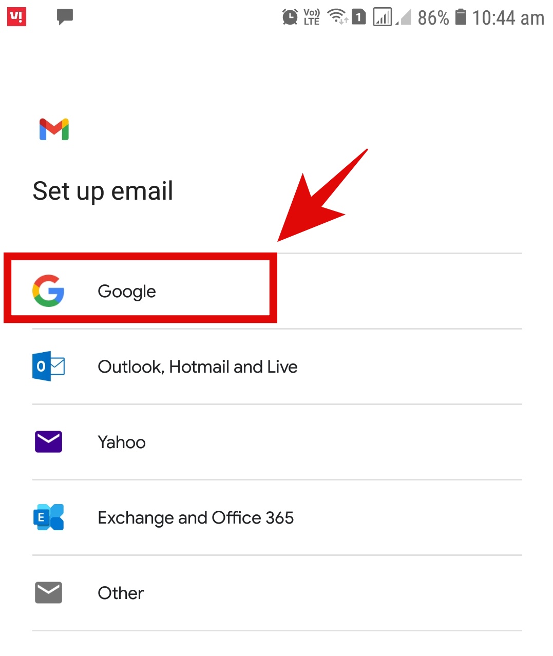 Google in Gmail app