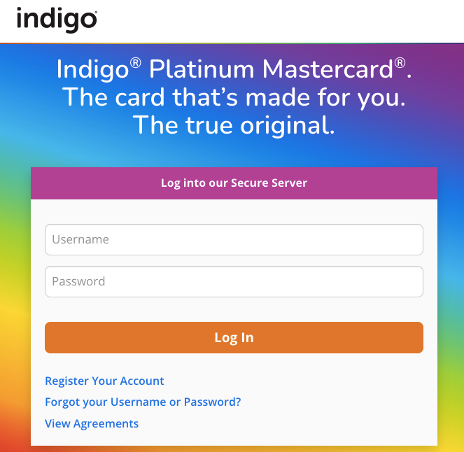 Indigo card login