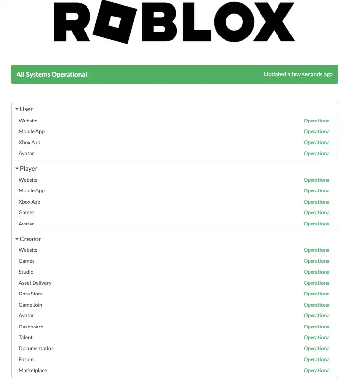 Roblox status
